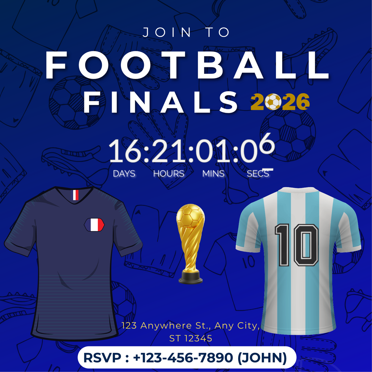 Football Finals Invitation Canva Template | Editable Soccer Event Invitation with Live Countdown