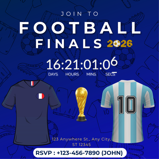 Football Finals Invitation Canva Template | Editable Soccer Event Invitation with Live Countdown