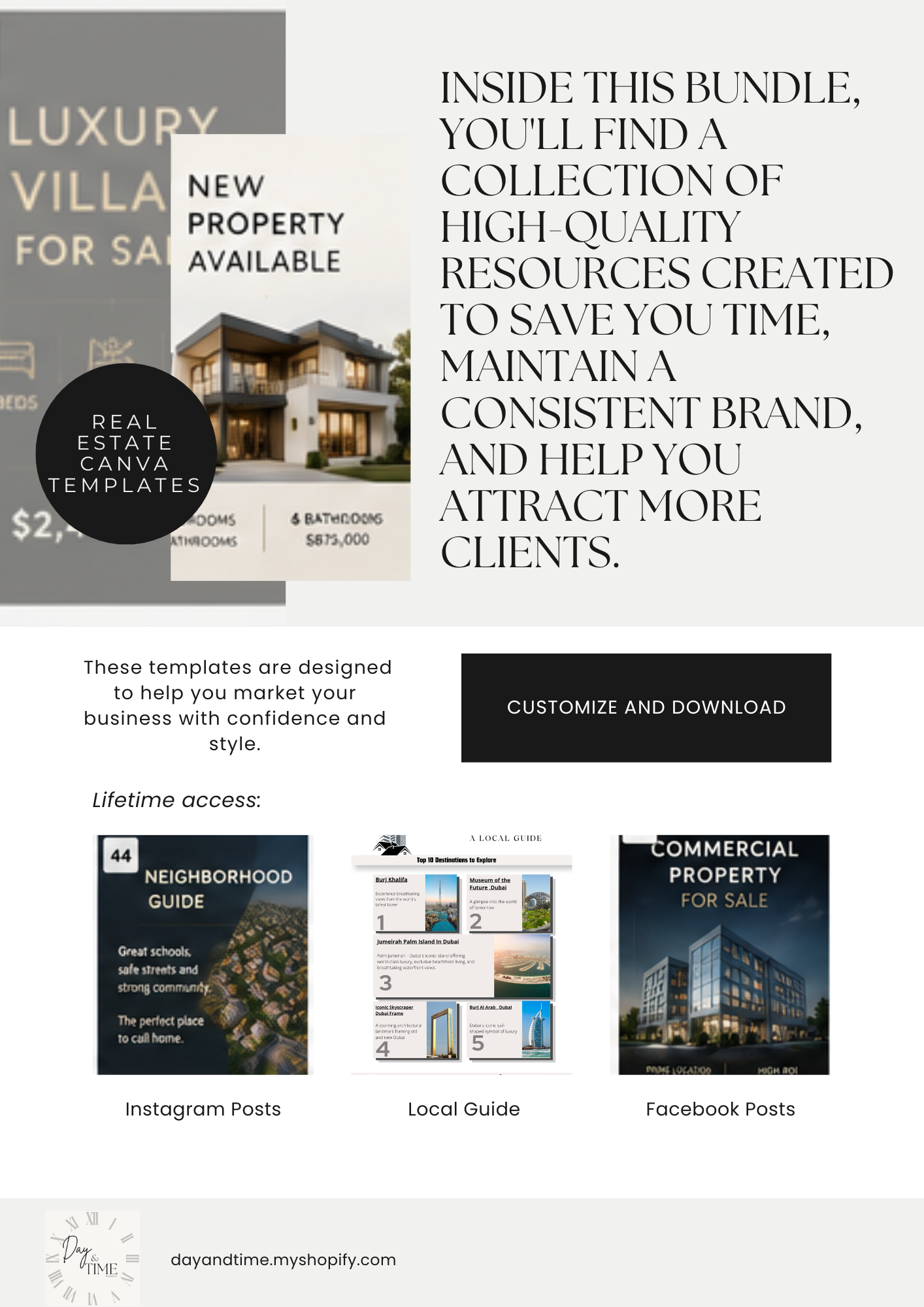 Luxury Real Estate Canva Bundle 50+ Editable Templates for Realtors